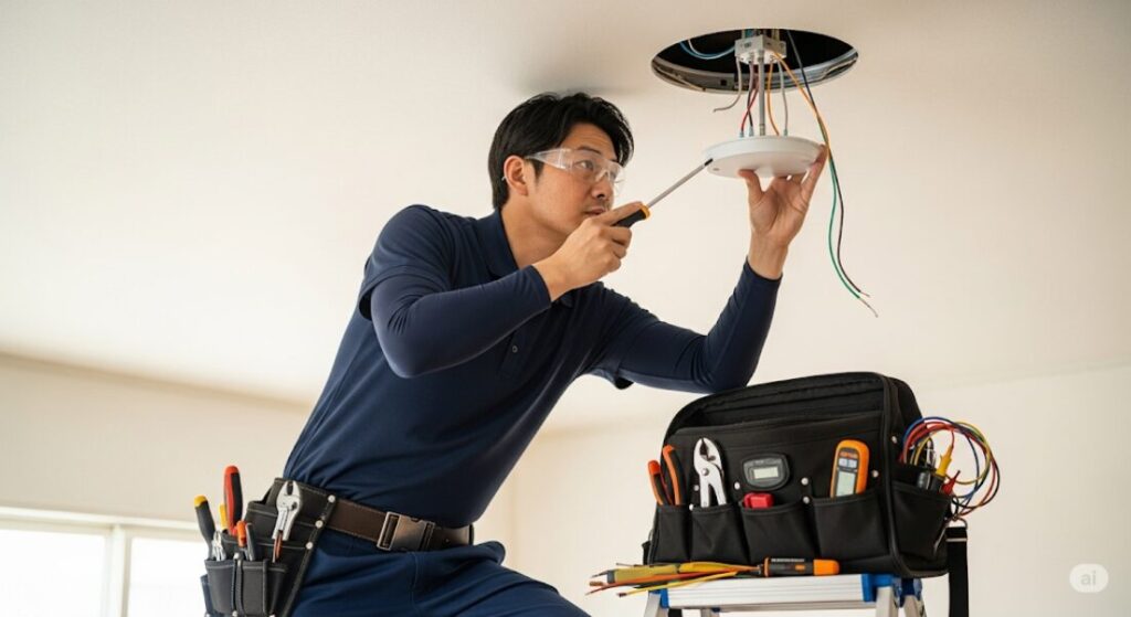 直付け照明を交換する場合