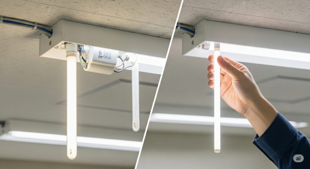 普通の蛍光灯はLEDに交換できるか