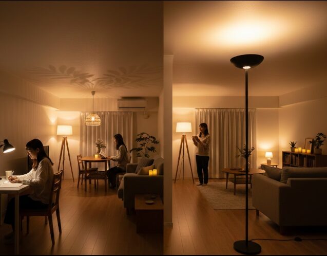 フロアライトで部屋全体を明るい空間にする配置テクニック