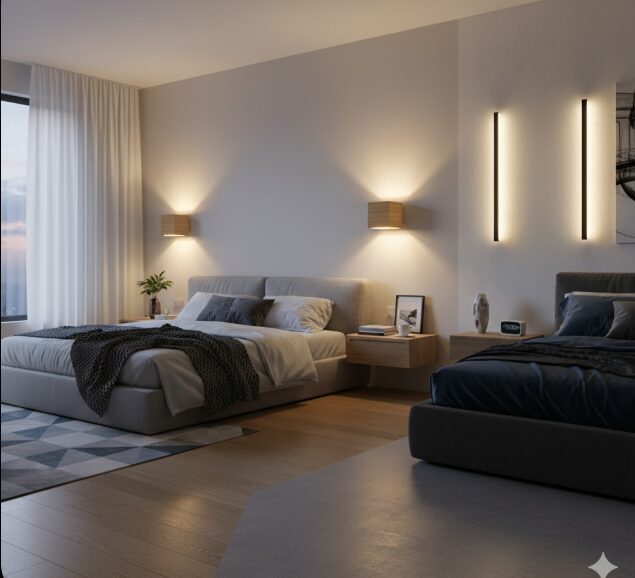 寝室におけるブラケットライトの高さと他場所の比較